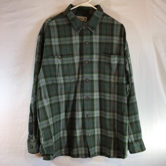Duluth Trading Co Flannel Shirt 2XL Green Plaid  Button Front Workwear Outdoors - Picture 1 of 7